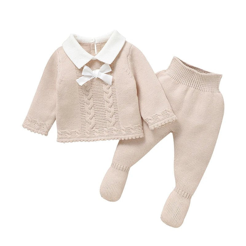 The Cozy Bow Knit Set (0–9M) - Mimou Babywear