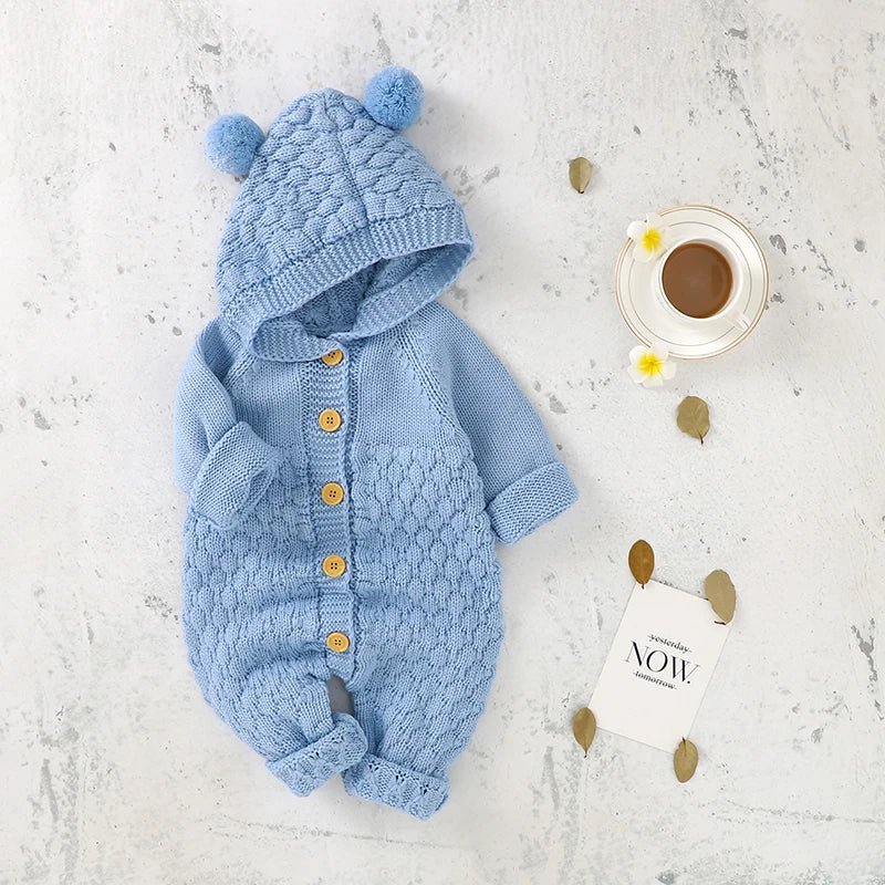 The Cozy Pom - Pom Knit Romper (3–24 Months) - Mimou Babywear