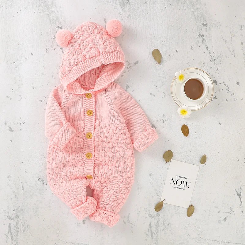 The Cozy Pom - Pom Knit Romper (3–24 Months) - Mimou Babywear