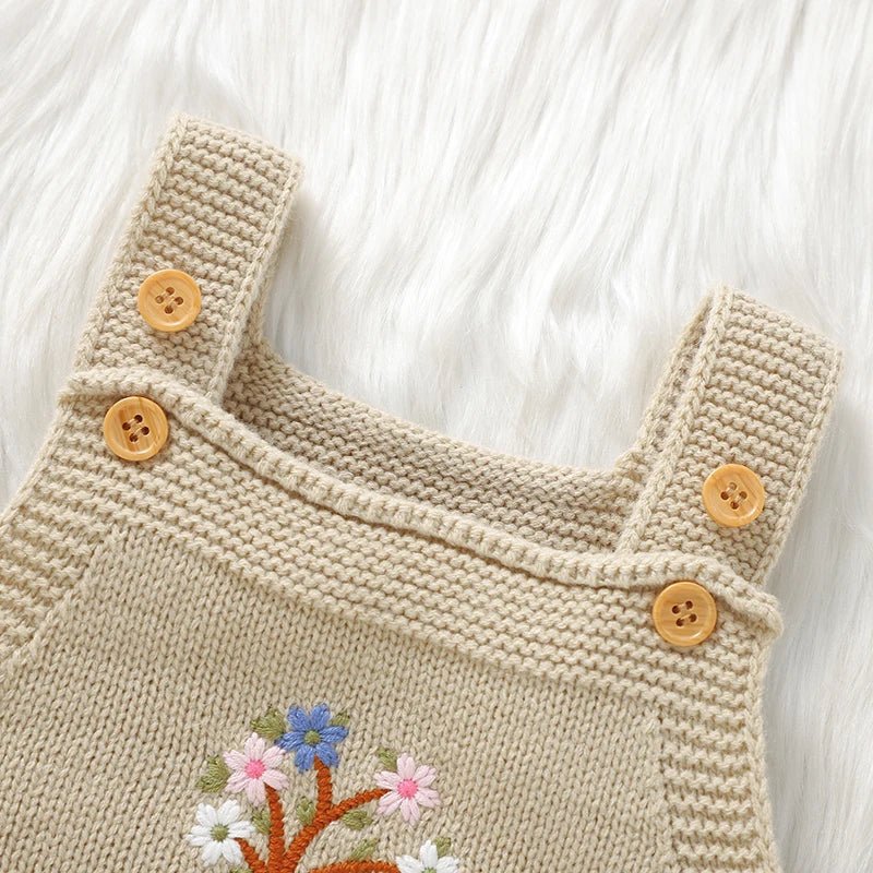The Floral Dream Knitted Romper (0–24 Months) - Mimou Babywear
