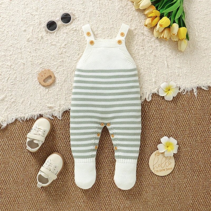 The Soft Stripes Knit Romper (0–12 Months) - Mimou Babywear