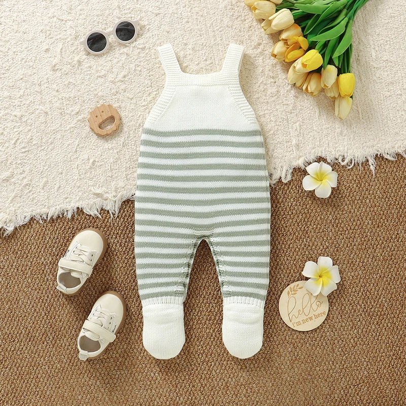 The Soft Stripes Knit Romper (0–12 Months) - Mimou Babywear