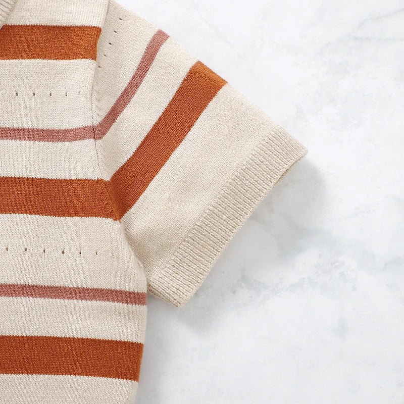 The “Soft Stripes” Knit Romper (0–9 Months) - Mimou Babywear