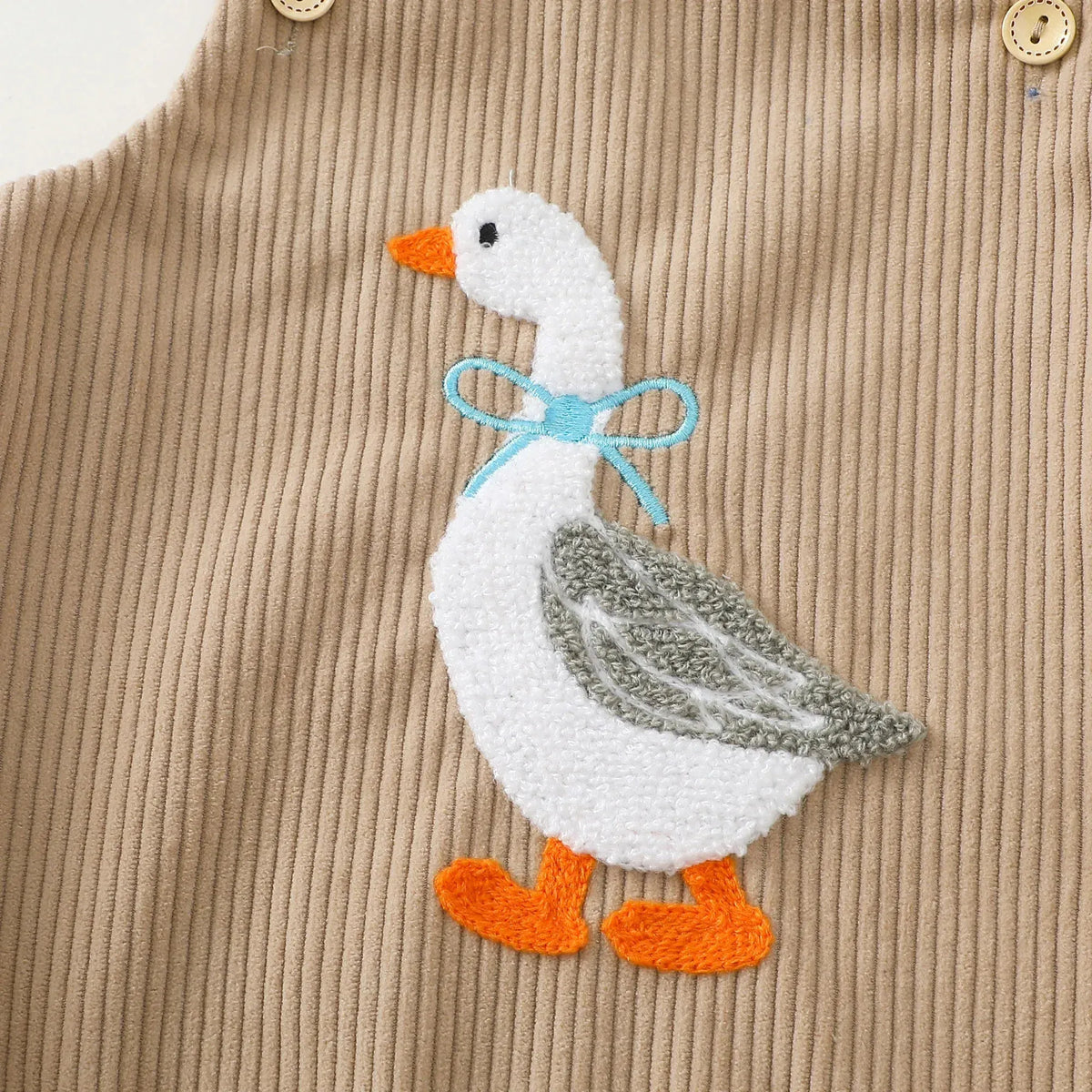 Velvet Duck Embroidered Baby Romper – Soft Cotton Triangle Onesie (0 - 18M) - Mimou Babywear
