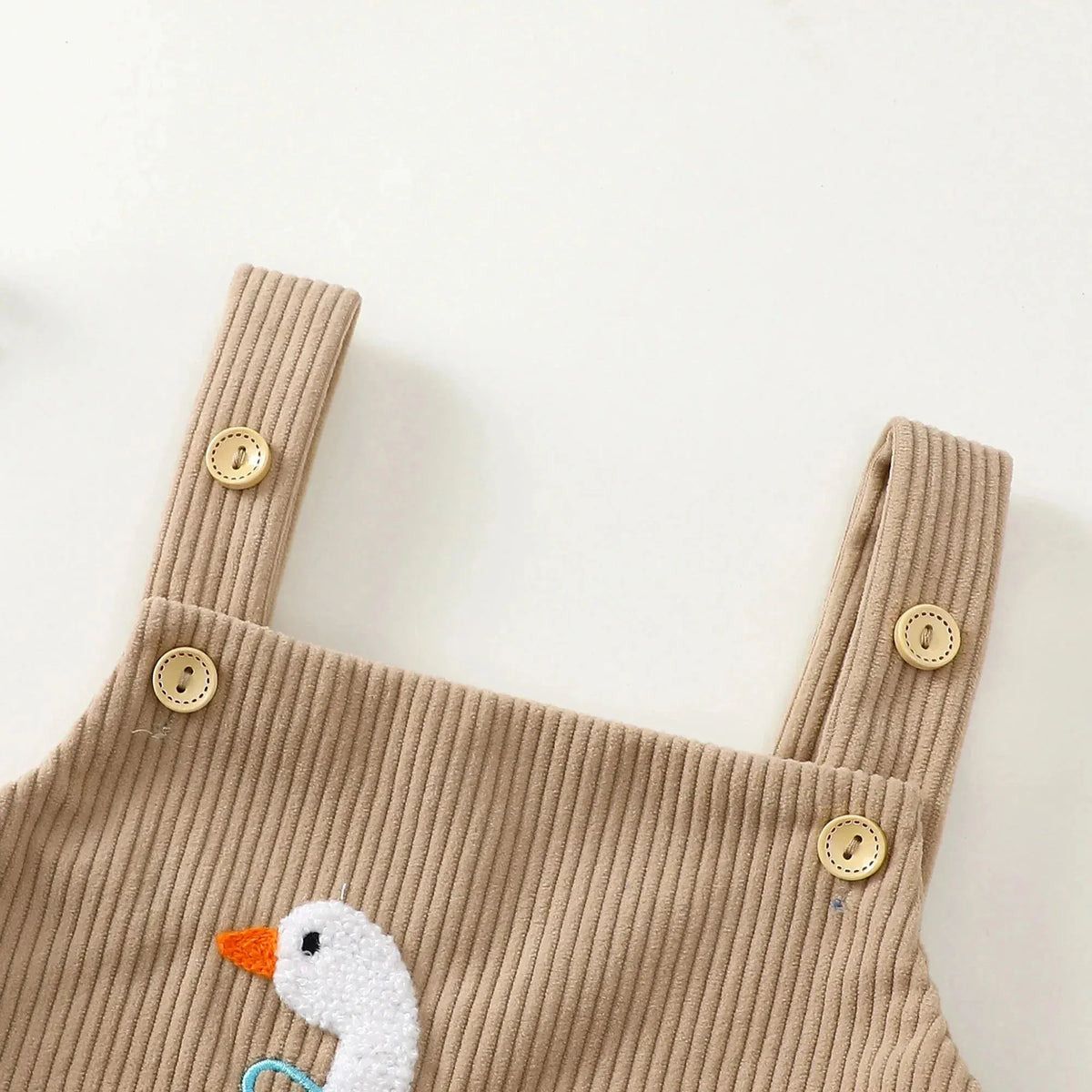 Velvet Duck Embroidered Baby Romper – Soft Cotton Triangle Onesie (0 - 18M) - Mimou Babywear