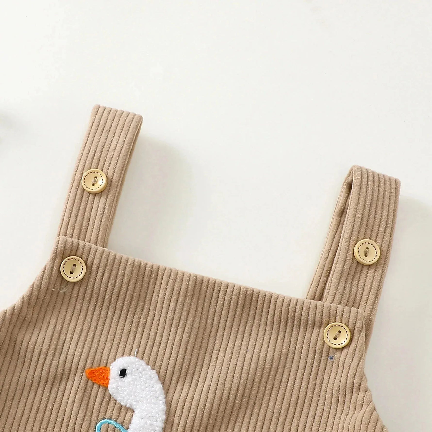 Velvet Duck Embroidered Baby Romper – Soft Cotton Triangle Onesie (0 - 18M) - Mimou Babywear