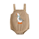 Velvet Duck Embroidered Baby Romper – Soft Cotton Triangle Onesie (0 - 18M) - Mimou Babywear