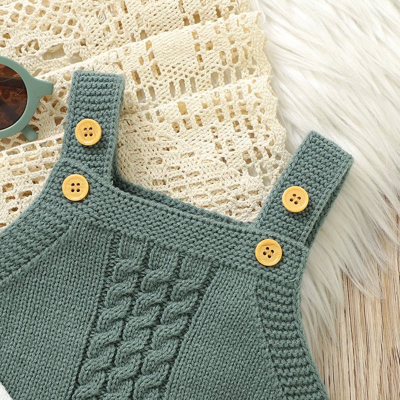 Warm Knit Cardigan & Sleeveless Romper Set (2 - Piece, 3 - 18M) - Mimou Babywear