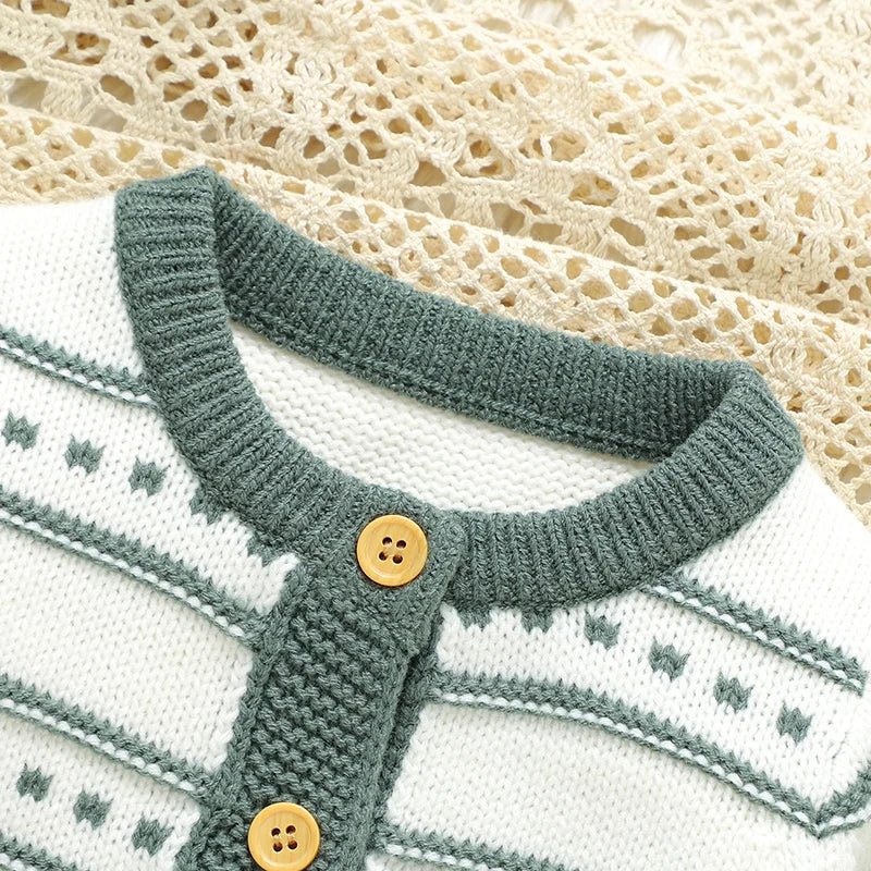 Warm Knit Cardigan & Sleeveless Romper Set (2 - Piece, 3 - 18M) - Mimou Babywear